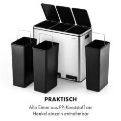 Grandmaster Trash Treteimer 54l / 3x18L Geräuschlos PP Edelstahl -Deutschland Klarstein Verkaufs-Shop 10033726 de 0005 logo