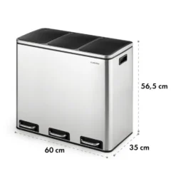 Grandmaster Trash Treteimer 54l / 3x18L Geräuschlos PP Edelstahl -Deutschland Klarstein Verkaufs-Shop 10033726 yy 0006 logo Klarstein Grandmaster Trash Treteimer 54l
