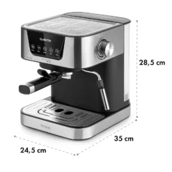 Arabica Espressomaschine 1050W 15 Bar 1,5l Touch-Bedienfeld Edelstahl -Deutschland Klarstein Verkaufs-Shop 10033729 yy 0011 dimensions