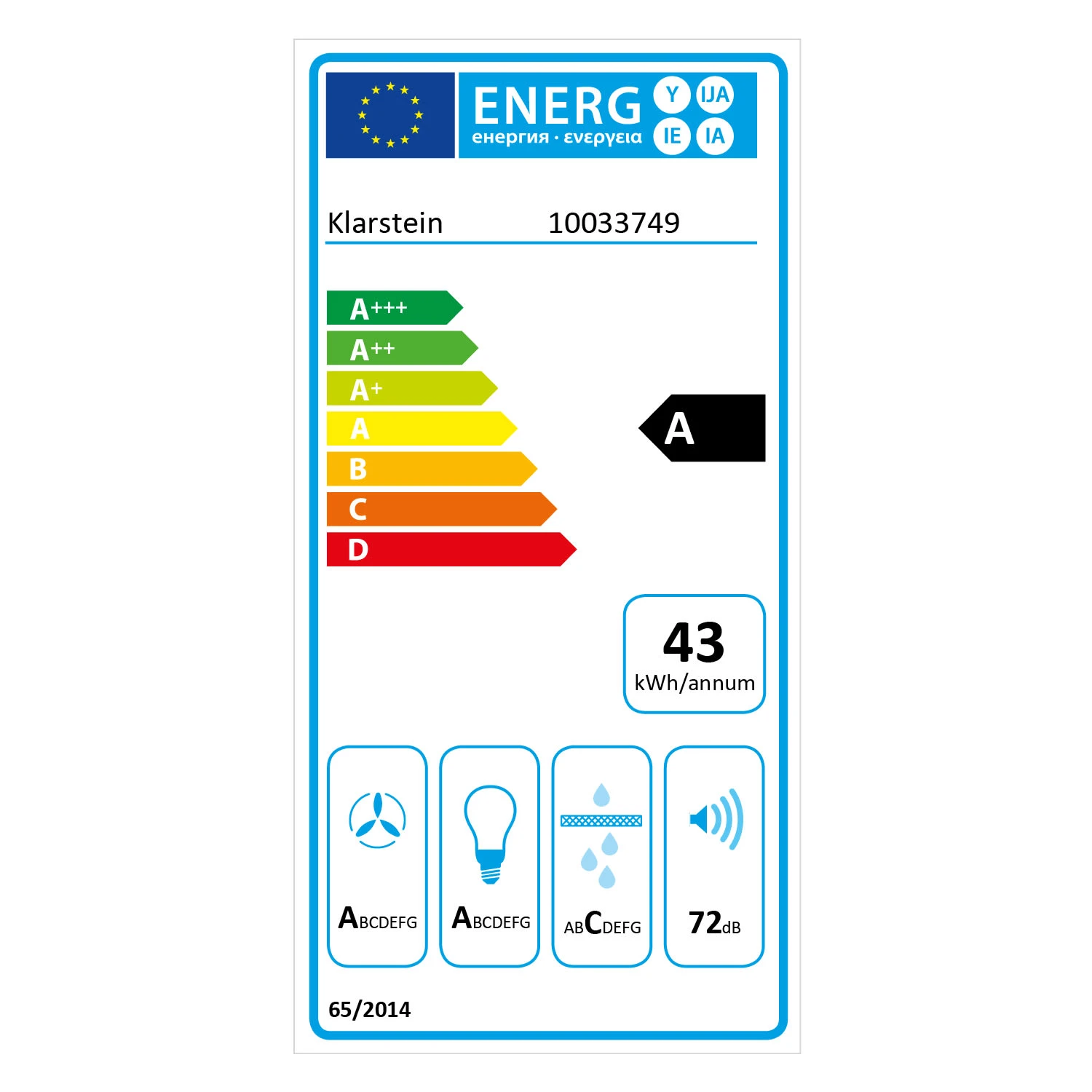 Paolo Dunstabzugshaube Einbau 72 cm EEK: A 593 m³/h LED Touch Paolo Dunstabzugshaube Einbau 72 Cm EEK: A 593 M³/h LED Touch -Deutschland Klarstein Verkaufs-Shop 10033749 energy label