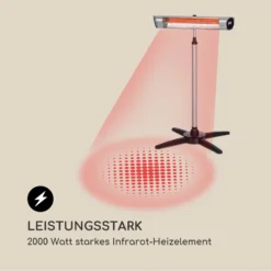 Dark Wave Stand Infrarot-Heizstrahler 2000W Goldbeschichtete Carbonröhre IP65 Standfuß -Deutschland Klarstein Verkaufs-Shop 10033811 de 0004 logo