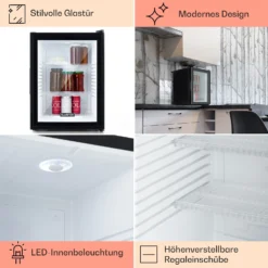 Brooklyn 42 Mini-Kühlschrank Glastür LED Ablage -Deutschland Klarstein Verkaufs-Shop 10033821 DE 0005 usp