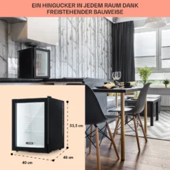 Brooklyn 42 Mini-Kühlschrank Glastür LED Ablage -Deutschland Klarstein Verkaufs-Shop 10033821 DE 0006 usp