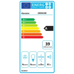 Helena 60 Dunstabzugshaube 595 M³/h LED-Display Schwarz -Deutschland Klarstein Verkaufs-Shop 10034100 energy label