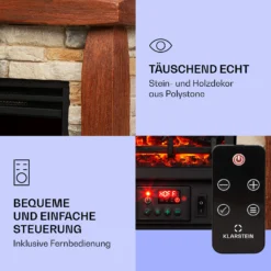 Lienz Elektrischer Kamin 1800W Steindekor Polystone Fernbedienung -Deutschland Klarstein Verkaufs-Shop 10034122 de 0003 logo
