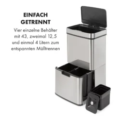 Touchless Müllsammler Sensor 72L 4 Behälter ABS PP Edelstahl Gebürstet -Deutschland Klarstein Verkaufs-Shop 10034128 de 0003 logo