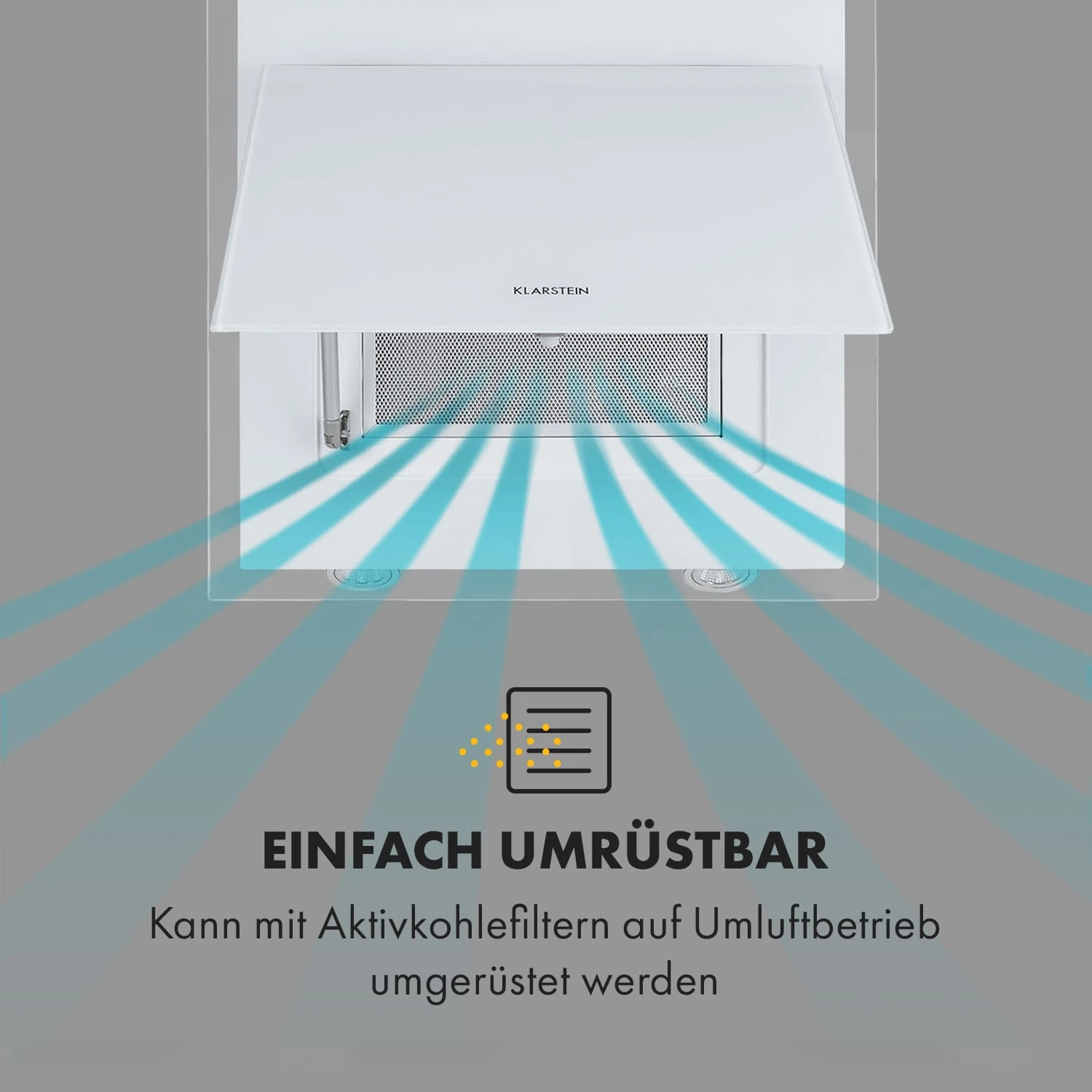 Mirage 60 Dunstabzugshaube 550 m³/h Touch-Panel Ambient EEC A++ weiß Mirage 60 Dunstabzugshaube 550 M³/h Touch-Panel Ambient EEC A++ Weiß -Deutschland Klarstein Verkaufs-Shop 10034151 de 0006 logo