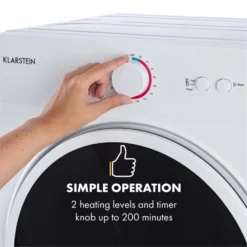 Jet Set Mini-Wäschetrockner Ablufttrockner 1020W EEK C 3kg 50cm Weiß -Deutschland Klarstein Verkaufs-Shop 10034158 yy 0004 logo Klarstein Jet Set Waeschetrockner weiss