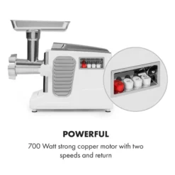 Kraftprotz Elektrischer Fleischwolf 700 W Kupfermotor Edelstahl -Deutschland Klarstein Verkaufs-Shop 10034215 yy 0005 logo Klarstein Kraftprotz elektrischer Fleischwolf weiss