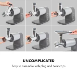 Mett Max Elektrischer Fleischwolf 600W Kupfermotor Aluminium -Deutschland Klarstein Verkaufs-Shop 10034244 yy 0003 logo Klarstein Mett Max elektrischer Fleischwolf grau