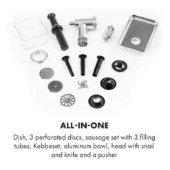 Mett Max Elektrischer Fleischwolf 600W Kupfermotor Aluminium -Deutschland Klarstein Verkaufs-Shop 10034244 yy 0006 logo Klarstein Mett Max elektrischer Fleischwolf grau