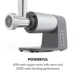Mett Max Elektrischer Fleischwolf 600W Kupfermotor Aluminium -Deutschland Klarstein Verkaufs-Shop 10034244 yy 0007 logo Klarstein Mett Max elektrischer Fleischwolf grau