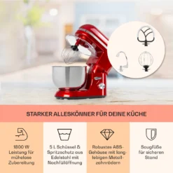 Bella Elegance Küchenmaschine 2000 W 2,7 PS 5,2 Ltr Edelstahl BPA-frei -Deutschland Klarstein Verkaufs-Shop 10034364 de 0003 usp