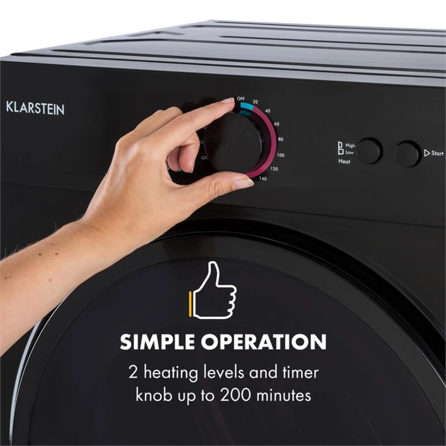 Jet Set Mini-Wäschetrockner Ablufttrockner 1020W EEK C 3kg 50cm Jet Set Mini-Wäschetrockner Ablufttrockner 1020W EEK C 3kg 50cm -Deutschland Klarstein Verkaufs-Shop 10034512 yy 0004 logo Klarstein Jet Set Waeschetrockner schwarz