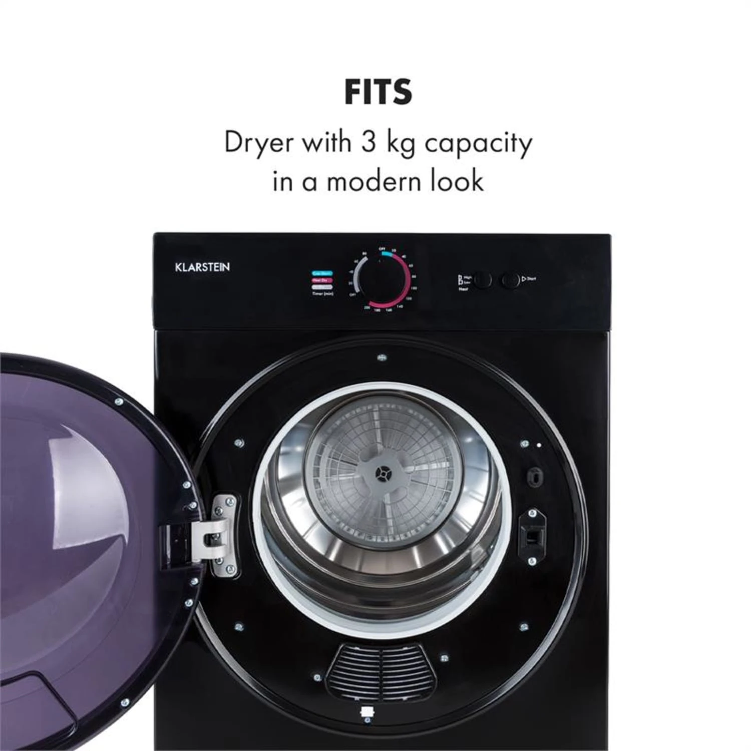 Jet Set Mini-Wäschetrockner Ablufttrockner 1020W EEK C 3kg 50cm Jet Set Mini-Wäschetrockner Ablufttrockner 1020W EEK C 3kg 50cm -Deutschland Klarstein Verkaufs-Shop 10034512 yy 0006 logo Klarstein Jet Set Waeschetrockner schwarz