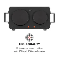 Cookorama Doppelkochplatte 1900-2250 W 150/180 Mm Ø 5 Stufen Schwarz -Deutschland Klarstein Verkaufs-Shop 10034573 yy 0003 logo Klarstein Cookorama Doppelkochplatte schwarz