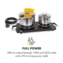 Cookorama Doppelkochplatte 1900-2250 W 150/180 Mm Ø 5 Stufen Schwarz -Deutschland Klarstein Verkaufs-Shop 10034573 yy 0004 logo Klarstein Cookorama Doppelkochplatte schwarz