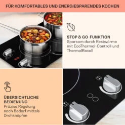 EasyCook Domino Keramikkochfeld 3000W Drehregler Schwarz 3 EasyCook Domino Keramikkochfeld 3000W Drehregler Schwarz -Deutschland Klarstein Verkaufs-Shop 10034603 de 0004 usp