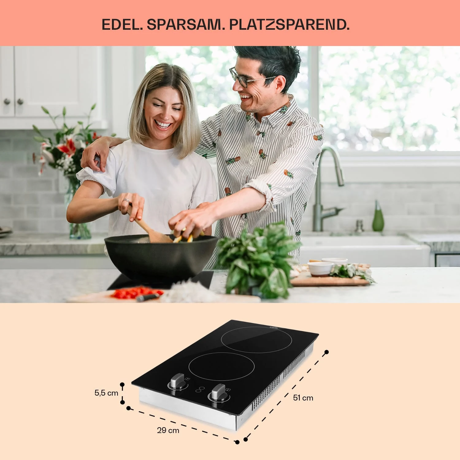 EasyCook Domino Keramikkochfeld 3000W Drehregler schwarz EasyCook Domino Keramikkochfeld 3000W Drehregler Schwarz -Deutschland Klarstein Verkaufs-Shop 10034603 de 0006 usp