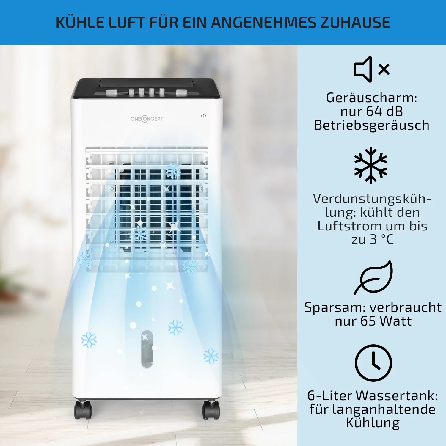 Freshboxx 3-in-1 Luftkühler 65 W 360 m³/h 6 Liter 2 Kühlakkus mobil Freshboxx 3-in-1 Luftkühler 65 W 360 M³/h 6 Liter 2 Kühlakkus Mobil -Deutschland Klarstein Verkaufs-Shop 10034629 de 0002 usp