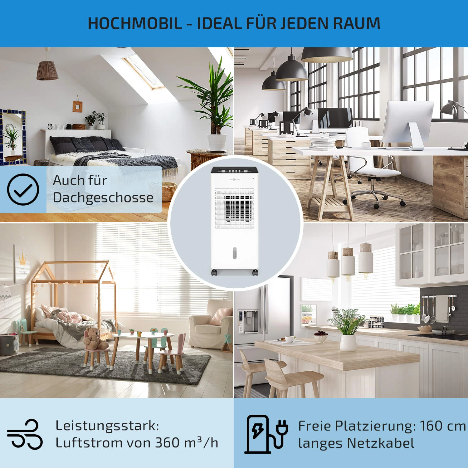 Freshboxx 3-in-1 Luftkühler 65 W 360 m³/h 6 Liter 2 Kühlakkus mobil Freshboxx 3-in-1 Luftkühler 65 W 360 M³/h 6 Liter 2 Kühlakkus Mobil -Deutschland Klarstein Verkaufs-Shop 10034629 de 0005 usp