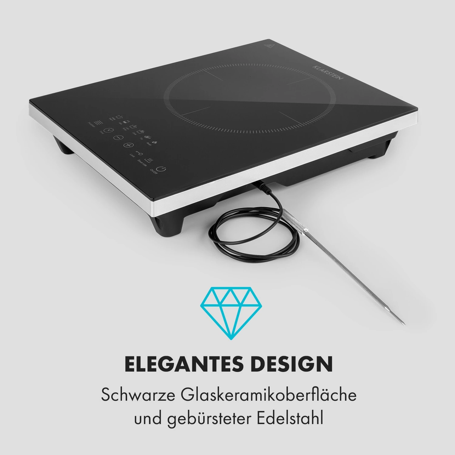Cook n Roll Induktionskochfeld 2000W Timer 10 Stufen Bratenthermometer Cook N Roll Induktionskochfeld 2000W Timer 10 Stufen Bratenthermometer -Deutschland Klarstein Verkaufs-Shop 10034708 de 0003 logo