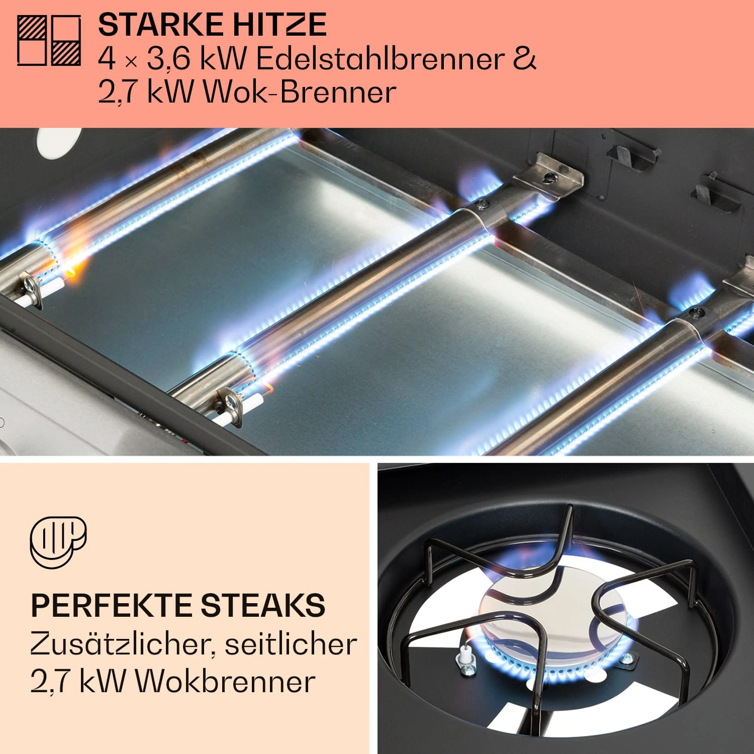 Tomahawk Gasgrill 4x3,6 kW + 2,7 kW Brenner 66x43,5 cm Grill Edelstahl Tomahawk Gasgrill 4x3,6 KW + 2,7 KW Brenner 66x43,5 Cm Grill Edelstahl -Deutschland Klarstein Verkaufs-Shop 10034710 de 0003 usp