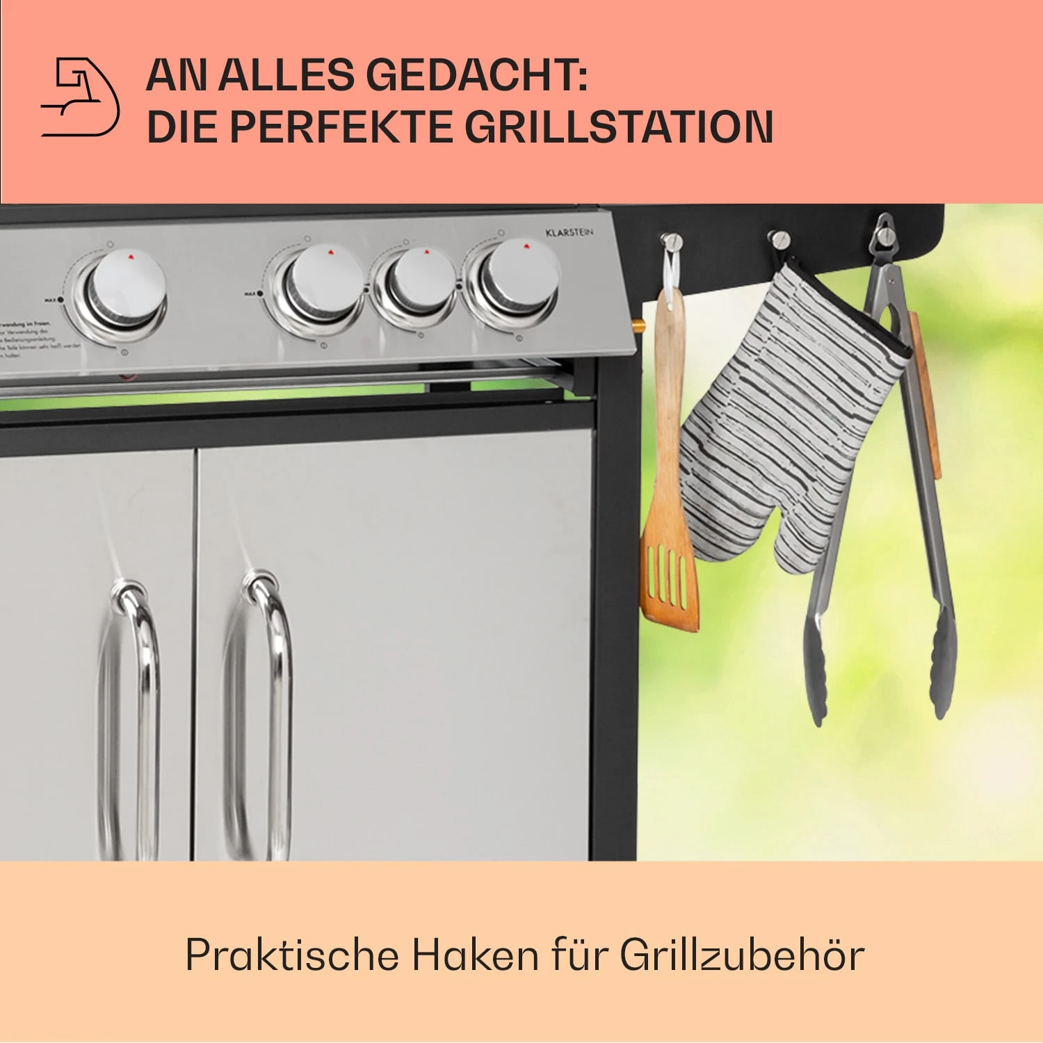 Tomahawk Gasgrill 4x3,6 kW + 2,7 kW Brenner 66x43,5 cm Grill Edelstahl Tomahawk Gasgrill 4x3,6 KW + 2,7 KW Brenner 66x43,5 Cm Grill Edelstahl -Deutschland Klarstein Verkaufs-Shop 10034710 de 0007 usp