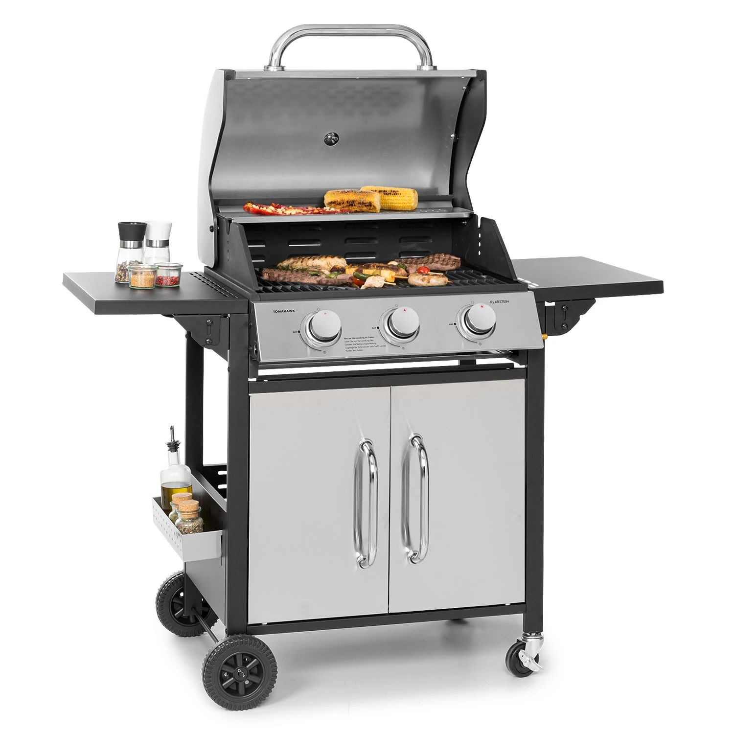 Tomahawk Gasgrill 3 x 3,6 kW Brenner 60 x 43,5 cm Grill Edelstahl Tomahawk Gasgrill 3 X 3,6 KW Brenner 60 X 43,5 Cm Grill Edelstahl -Deutschland Klarstein Verkaufs-Shop 10034711 yy 0001 titel