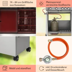 Valkyrie Gasgrill 4x3,5 KW + 3,15 KW Brenner 74x44 Cm Grill Edelstahl -Deutschland Klarstein Verkaufs-Shop 10034715 de 0005 usp