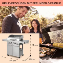 Valkyrie Gasgrill 4x3,5 KW + 3,15 KW Brenner 74x44 Cm Grill Edelstahl -Deutschland Klarstein Verkaufs-Shop 10034715 de 0006 usp