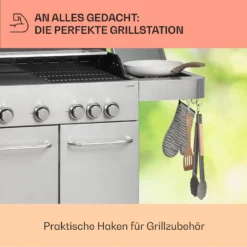 Valkyrie Gasgrill 4x3,5 KW + 3,15 KW Brenner 74x44 Cm Grill Edelstahl -Deutschland Klarstein Verkaufs-Shop 10034715 de 0007 usp