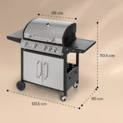 Valkyrie Gasgrill 4x3,5 KW + 3,15 KW Brenner 74x44 Cm Grill Edelstahl -Deutschland Klarstein Verkaufs-Shop 10034715 yy 0008 dimensions