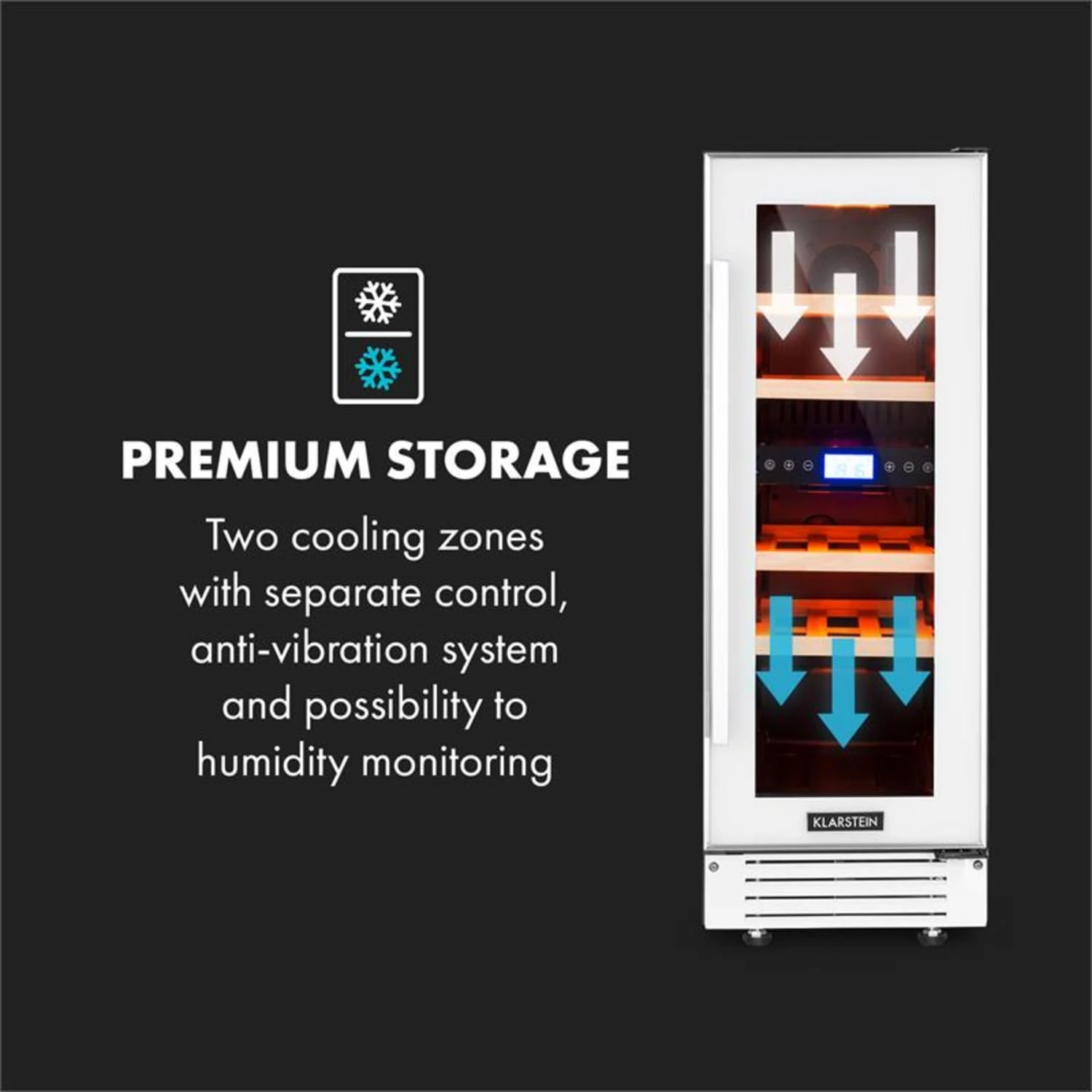 Vinovilla 17 Built-In Duo Zweizonen-Weinkühlschrank 53l 17 Fl. 3-Farben Glastür Vinovilla 17 Built-In Duo Zweizonen-Weinkühlschrank 53l 17 Fl. 3-Farben Glastür -Deutschland Klarstein Verkaufs-Shop 10034725 yy 0007 logo Klarstein Vinovilla 17 2 Zonen Weinkuehlschrank weiss