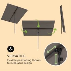 Flex-Shade XL Sonnenschirm 150 X 210 Cm Polyester UV 50 Dunkelgrau -Deutschland Klarstein Verkaufs-Shop 10034728 yy 0003 logo Blumfeldt Flex Shade XL Sonnenschirm 150x210 grau