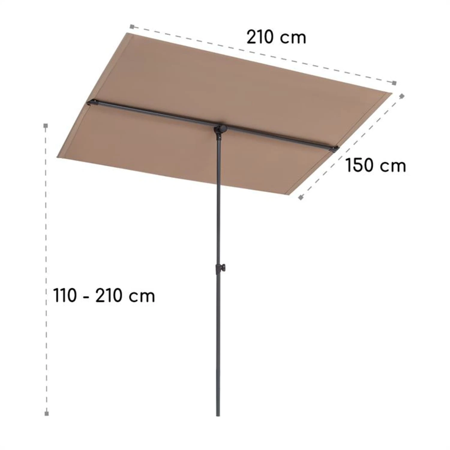 Flex-Shade XL Sonnenschirm 150 x 210 cm Polyester UV 50 taupe Flex-Shade XL Sonnenschirm 150 X 210 Cm Polyester UV 50 Taupe -Deutschland Klarstein Verkaufs-Shop 10034729 yy 0009 logo Blumfeldt Flex