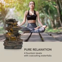 Messina Kaskadenbrunnen Solarbrunnen Gartenbrunnen Akku Solarpanel LED -Deutschland Klarstein Verkaufs-Shop 10034734 yy 0004 logo Blumfeldt Messina Kaskadenbrunnen