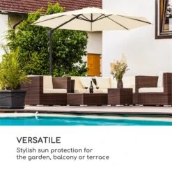 Belo Horizonte Sonnenschirm Sonnenschutz Ø 292cm Polyester Wasserabweisend Inkl. Standbasis Creme 3 Belo Horizonte Sonnenschirm Sonnenschutz Ø 292cm Polyester Wasserabweisend Inkl. Standbasis Creme -Deutschland Klarstein Verkaufs-Shop 10034743 yy 0005 logo blumfeldt Belo Horizonte Sonnenschirm creme