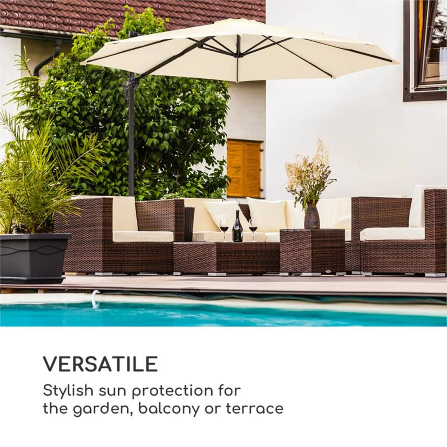 Belo Horizonte Sonnenschirm Sonnenschutz Ø 292cm Polyester wasserabweisend inkl. Standbasis creme Belo Horizonte Sonnenschirm Sonnenschutz Ø 292cm Polyester Wasserabweisend Inkl. Standbasis Creme -Deutschland Klarstein Verkaufs-Shop 10034743 yy 0005 logo blumfeldt Belo Horizonte Sonnenschirm creme