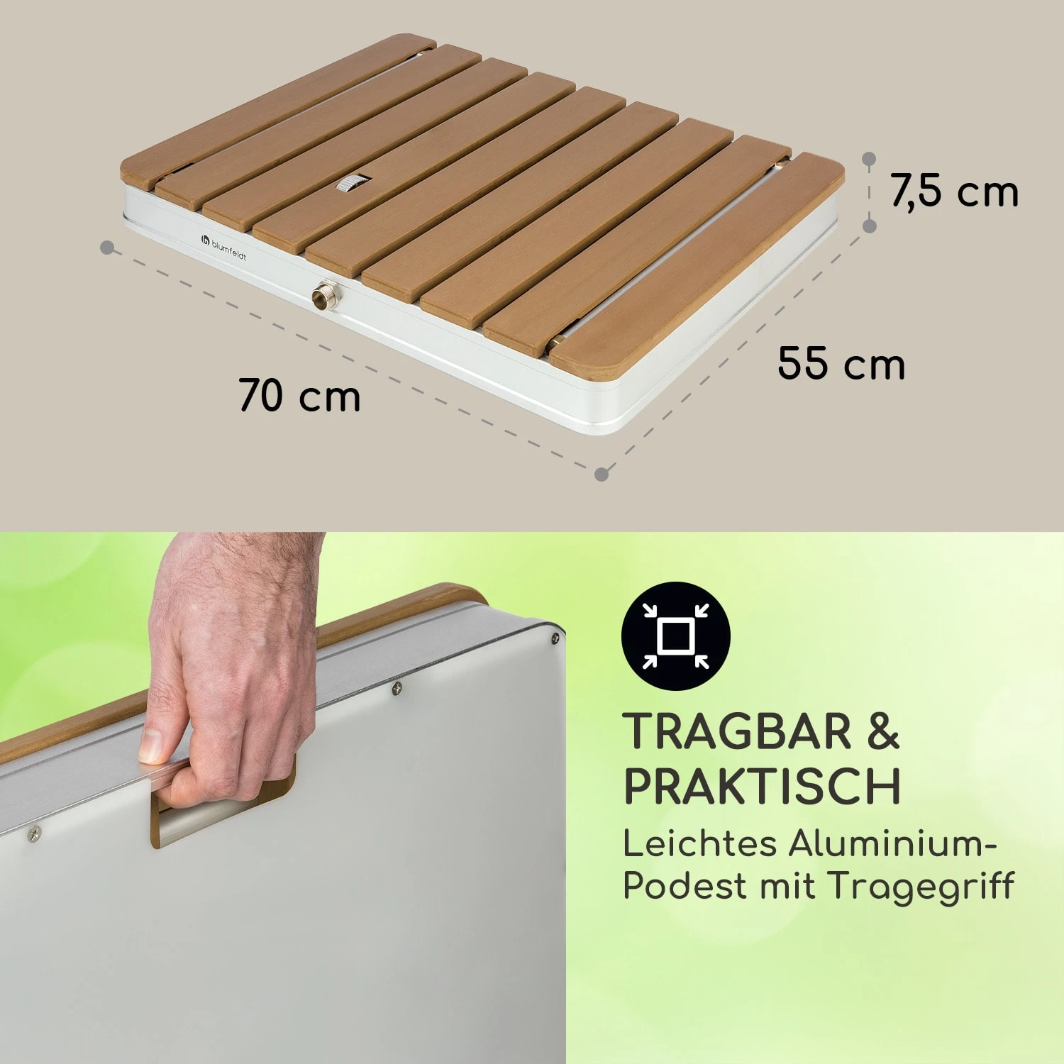 Sumatra Breeze Square Gartendusche WPC Aluminium 70x55cm eckig Sumatra Breeze Square Gartendusche WPC Aluminium 70x55cm Eckig -Deutschland Klarstein Verkaufs-Shop 10034759 de 0006 usp