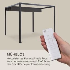 Pantheon RemoteShade Pavillon Motor-Dach 3x3m 280g/m² PE Aluminium -Deutschland Klarstein Verkaufs-Shop 10034781 de 0003 logo