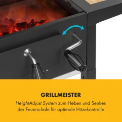 Meat Machine Holzkohlegrill BBQ 45x32,5cm Thermometer Bodenrollen -Deutschland Klarstein Verkaufs-Shop 10034819 de 0004 logo