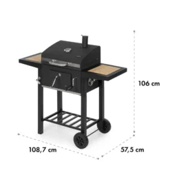 Meat Machine Holzkohlegrill BBQ 45x32,5cm Thermometer Bodenrollen -Deutschland Klarstein Verkaufs-Shop 10034819 yy 0009 logo Klarstein Meat Machine Holzkohlegrill schwarz