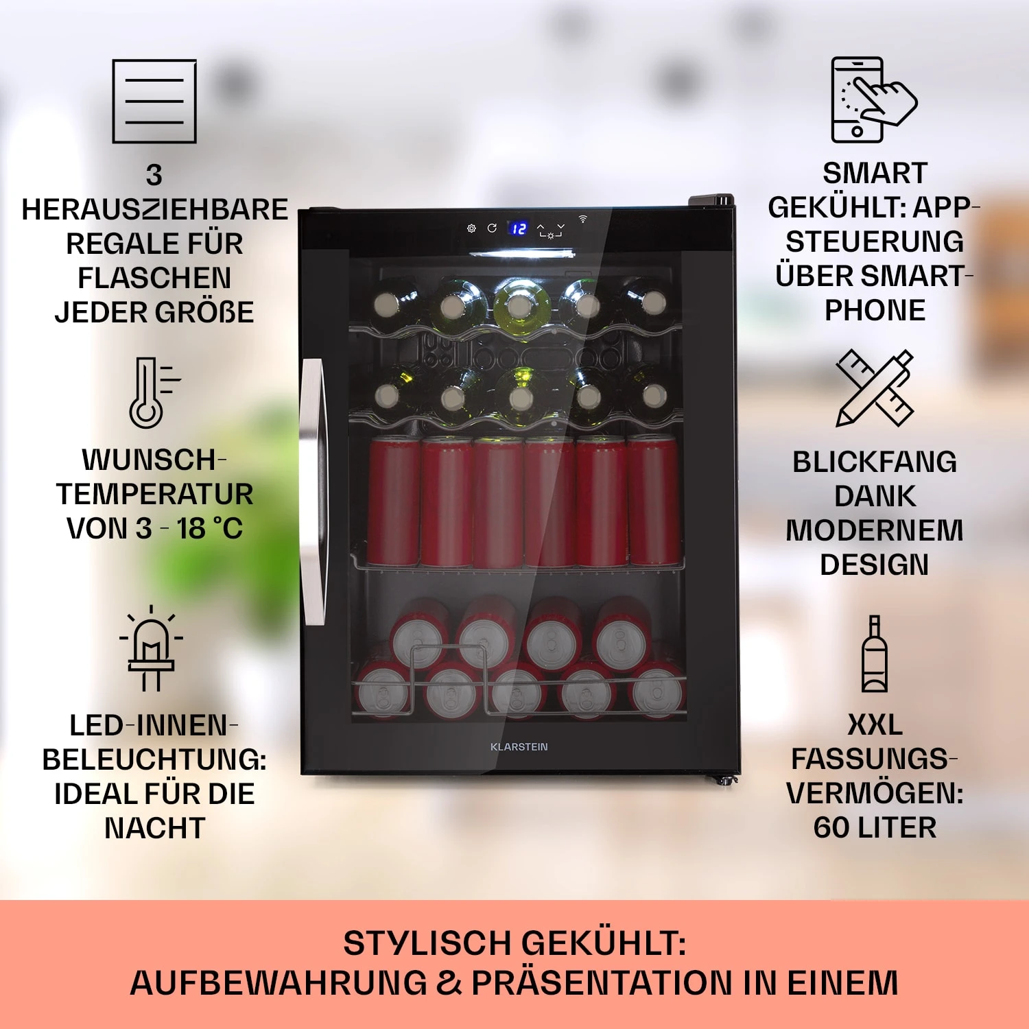 Coachella 60 Kühlschrank 60 Liter WiFi-Funktion Hintergrundbeleuchtung Coachella 60 Kühlschrank 60 Liter WiFi-Funktion Hintergrundbeleuchtung -Deutschland Klarstein Verkaufs-Shop 10034823 de 0002 usp