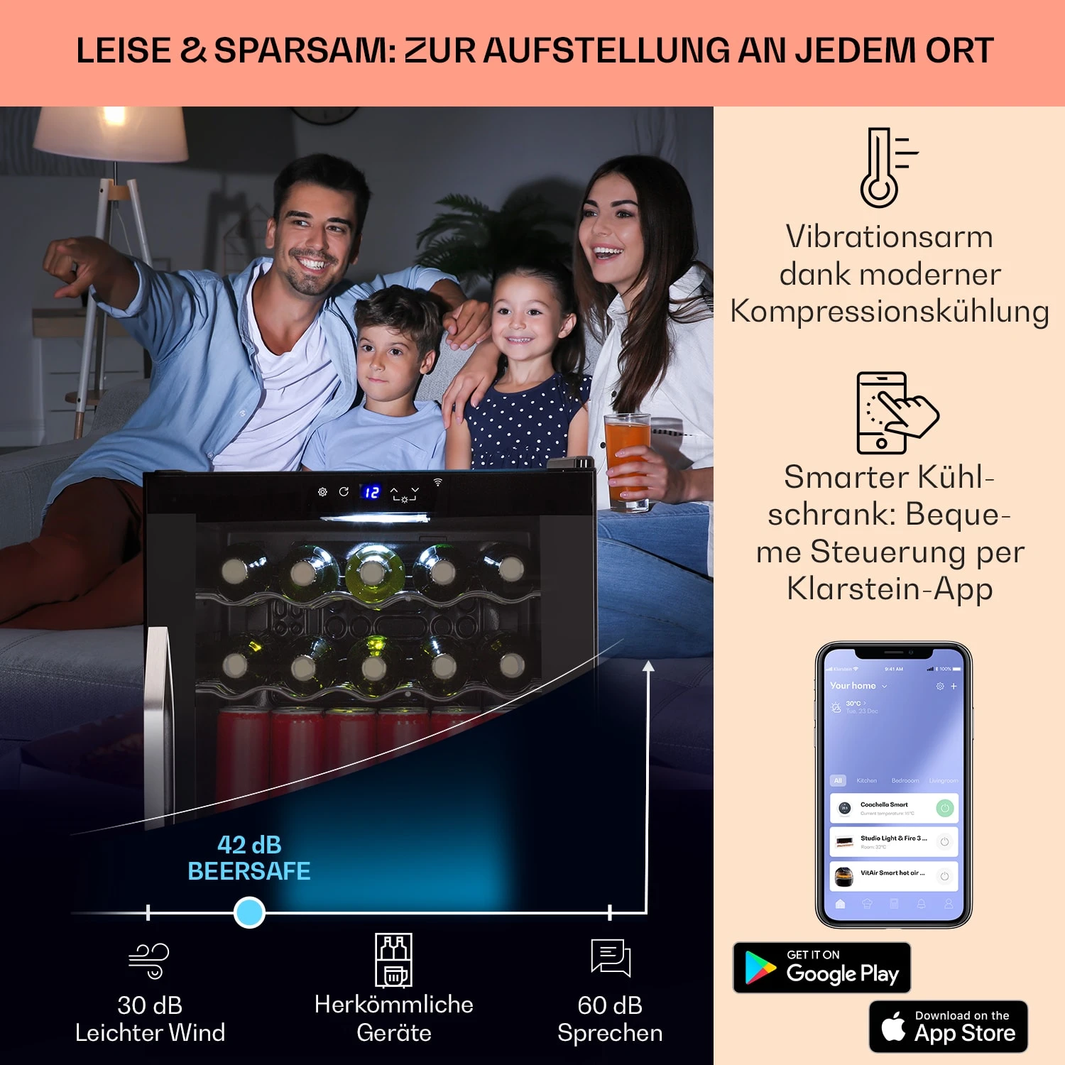 Coachella 60 Kühlschrank 60 Liter WiFi-Funktion Hintergrundbeleuchtung Coachella 60 Kühlschrank 60 Liter WiFi-Funktion Hintergrundbeleuchtung -Deutschland Klarstein Verkaufs-Shop 10034823 de 0003 usp