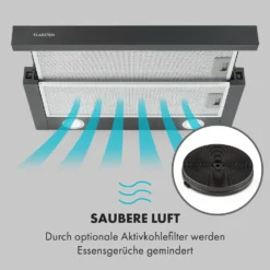 Viola Dunstabzugshaube Edelstahl 59,6 Cm 612m³/h EEK A Schwarz 6 Viola Dunstabzugshaube Edelstahl 59,6 Cm 612m³/h EEK A Schwarz -Deutschland Klarstein Verkaufs-Shop 10034863 de 0007 logo