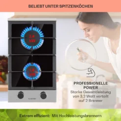 Alchemist Domino Gaskochfeld 2-flammig Aluminium-Brenner Glaskeramik -Deutschland Klarstein Verkaufs-Shop 10034968 de 0003 usp