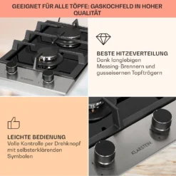 Alchemist Domino Gaskochfeld 2-flammig Aluminium-Brenner Glaskeramik -Deutschland Klarstein Verkaufs-Shop 10034968 de 0004 usp