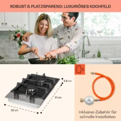 Alchemist Domino Gaskochfeld 2-flammig Aluminium-Brenner Glaskeramik -Deutschland Klarstein Verkaufs-Shop 10034968 de 0006 usp