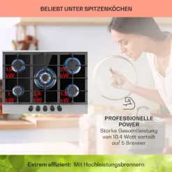 Alchemist 5 Zonen Gaskochfeld Aluminium-Brenner Glaskeramik Schwarz -Deutschland Klarstein Verkaufs-Shop 10034970 de 0003 usp